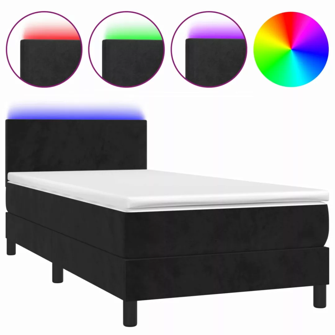 Vidaxl Boxspringbett Mit Matratze & Led Schwarz 90x190 Cm Samt günstig online kaufen