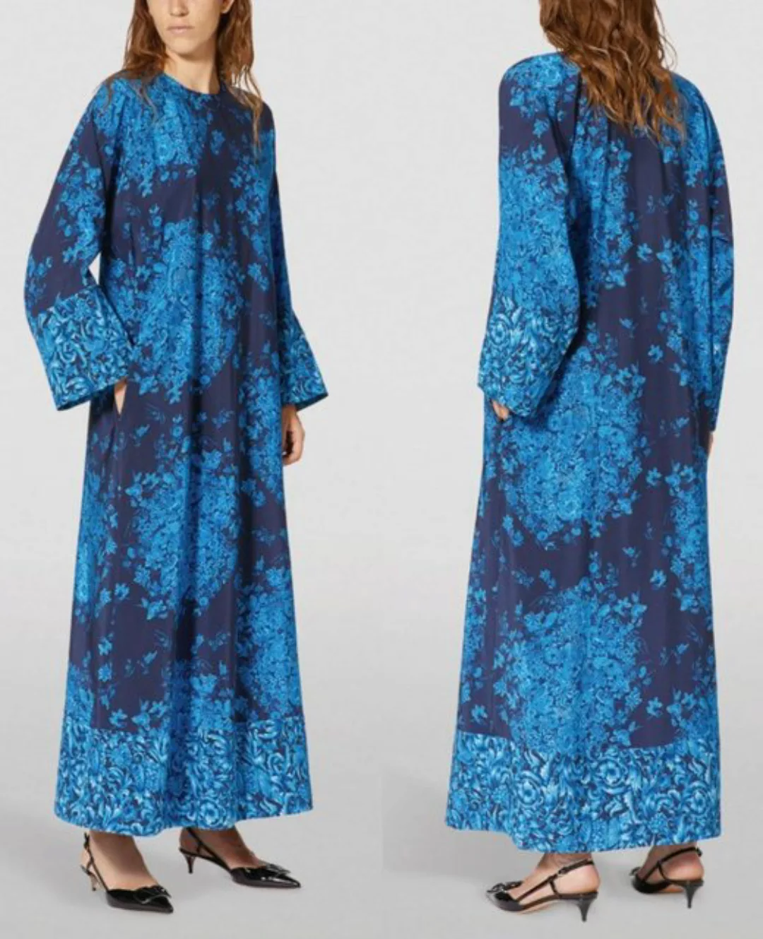 Valentino Midikleid VALENTINO GARAVANI SILK Caftan Maxi Dress Delft Floral günstig online kaufen