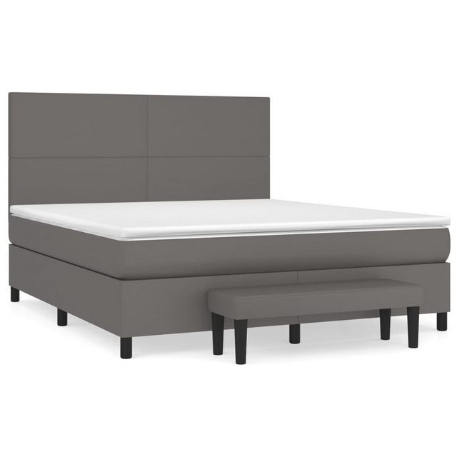 vidaXL Boxspringbett, Boxspringbett mit Matratze Grau 180x200 cm Kunstleder günstig online kaufen