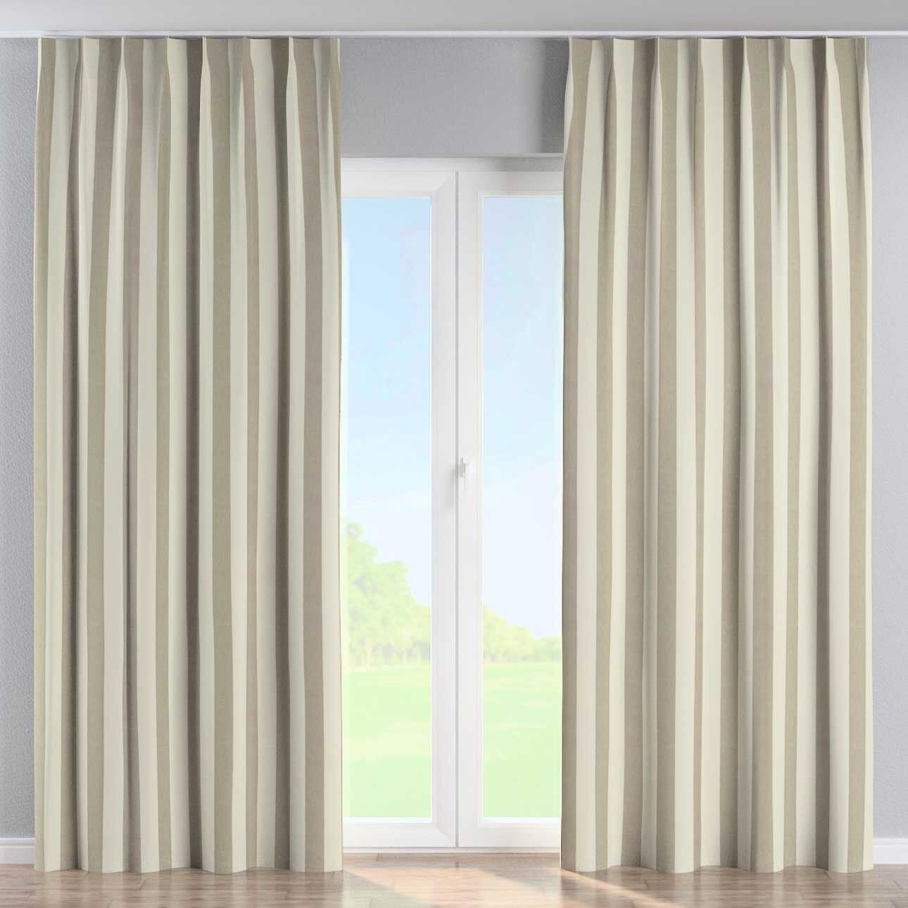 Vorhang mit flämischen 1-er Falten, weiß- beige, Quadro (143-93) günstig online kaufen