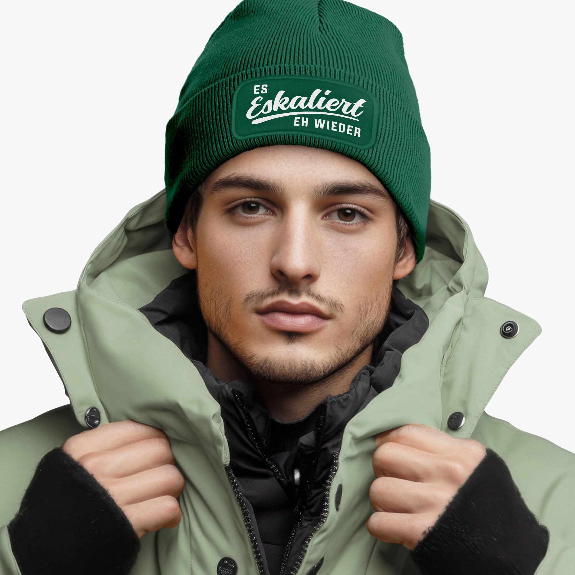 MoonWorks Strickmütze Herren Beanie mit Patch günstig online kaufen