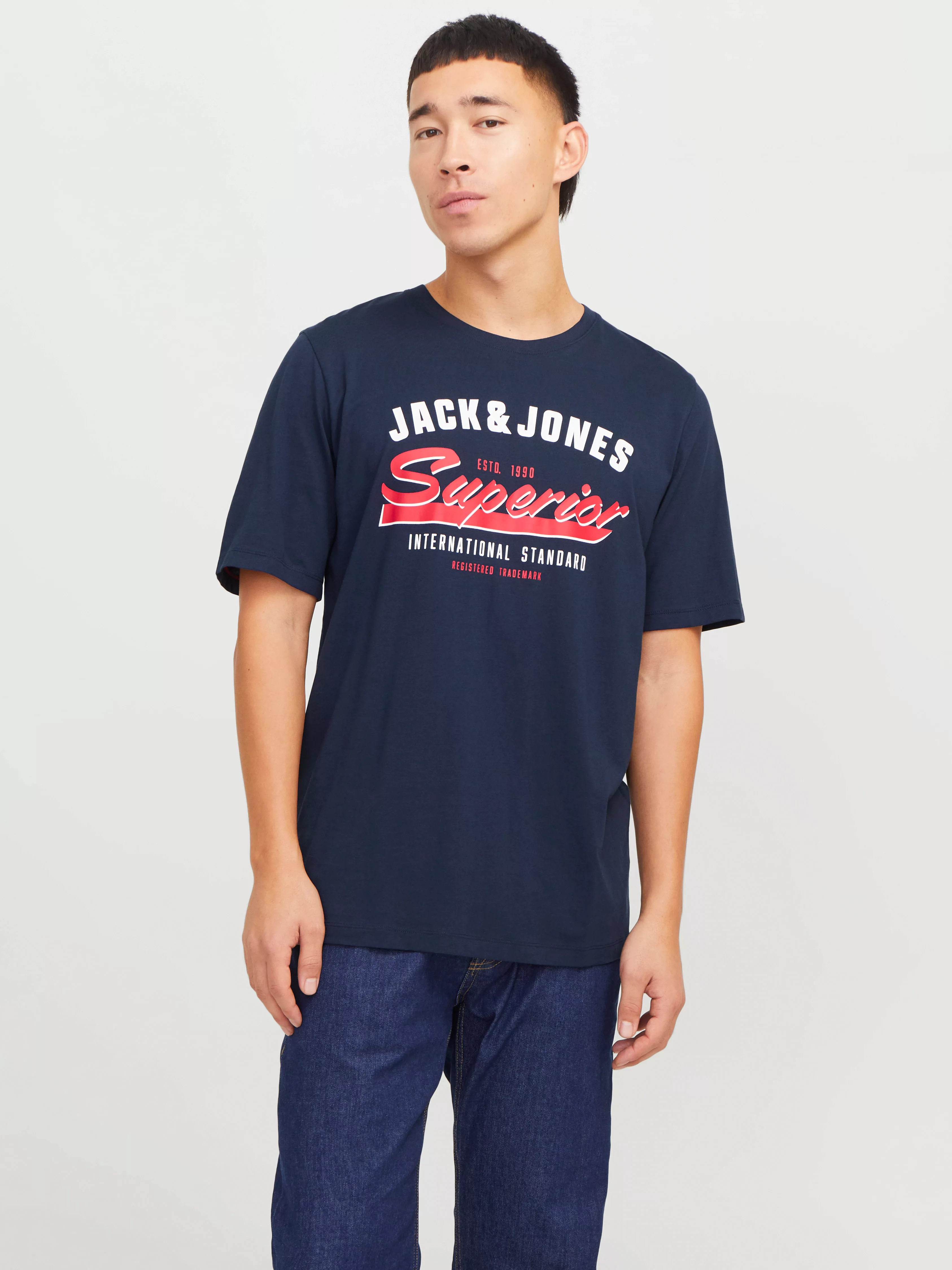 Jack & Jones Rundhalsshirt "JJELOGO TEE SS O-NECK 2 COL SS25 SN", mit Logo günstig online kaufen