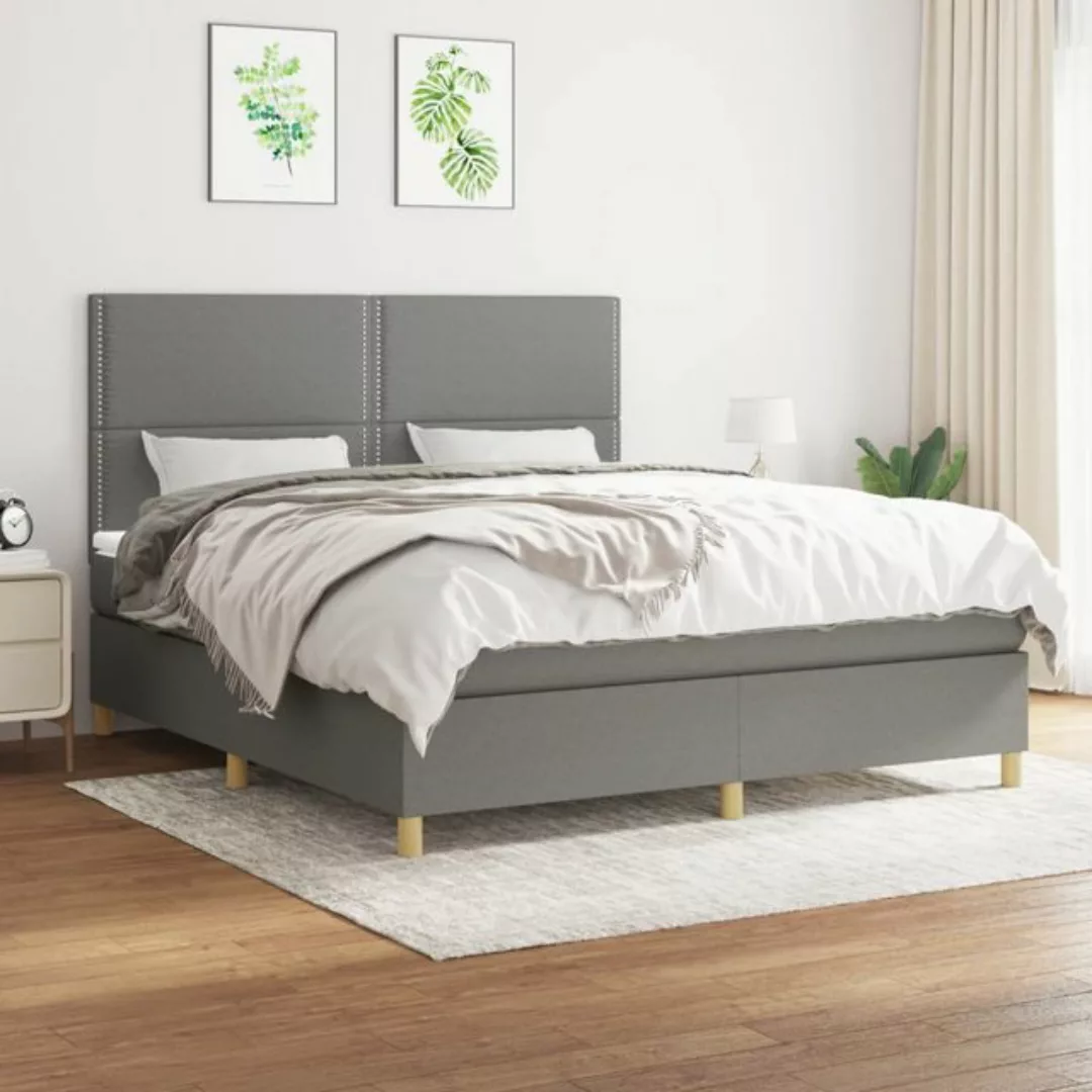 vidaXL Boxspringbett Boxspringbett mit Matratze Dunkelgrau 180x200 cm Stoff günstig online kaufen