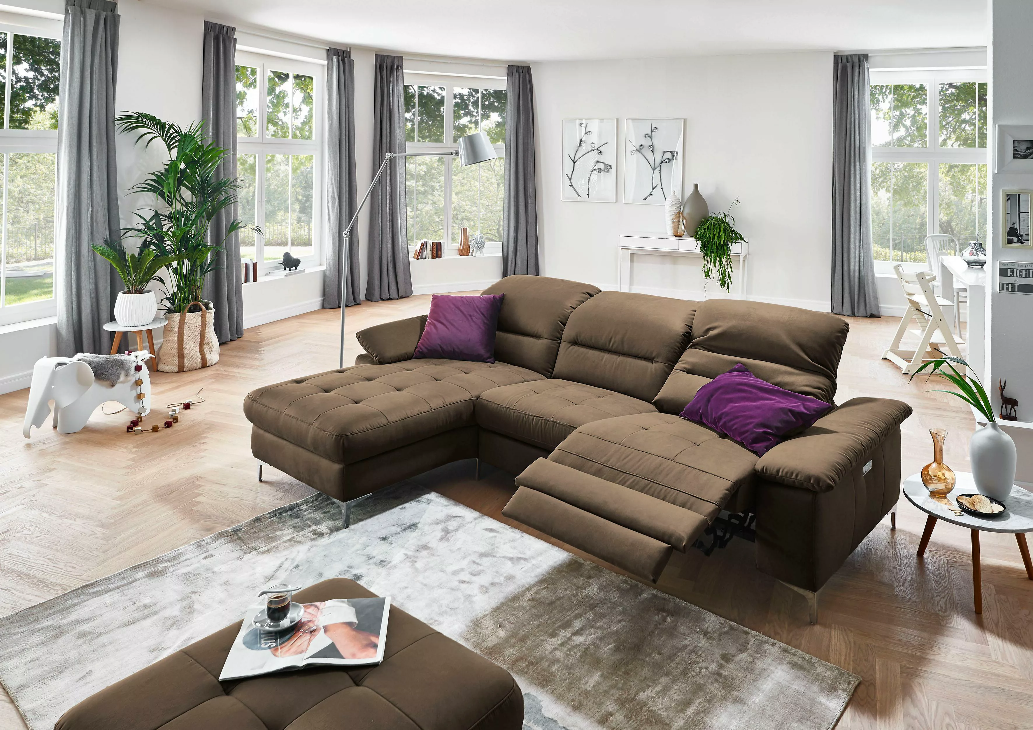 Places of Style Ecksofa »Basel L-Form«, mit vollmotorischer Relaxfunktion u günstig online kaufen