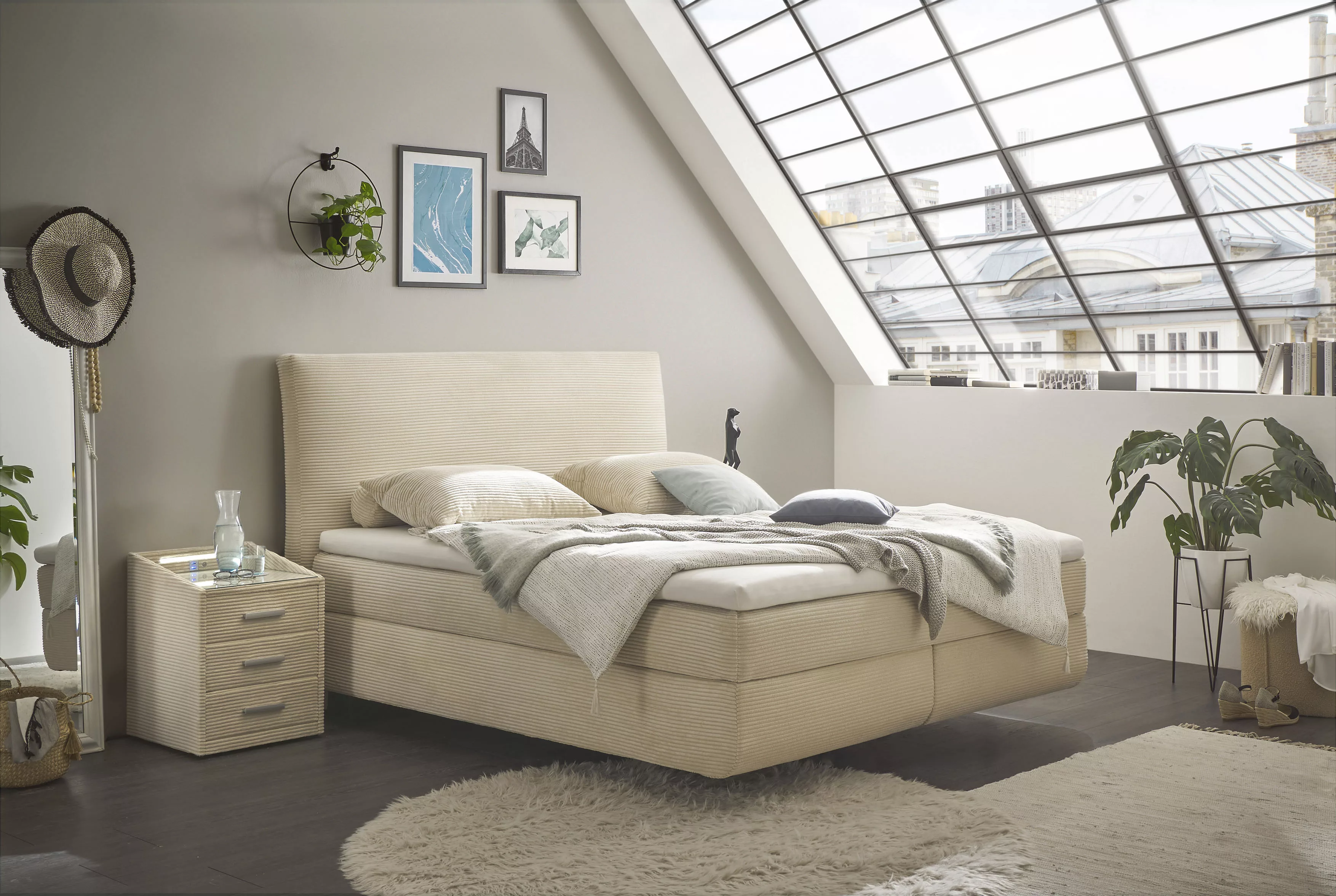 ED EXCITING DESIGN Boxspringbett »Marbella«, Duo-Matratze- harte Kokosmatte günstig online kaufen