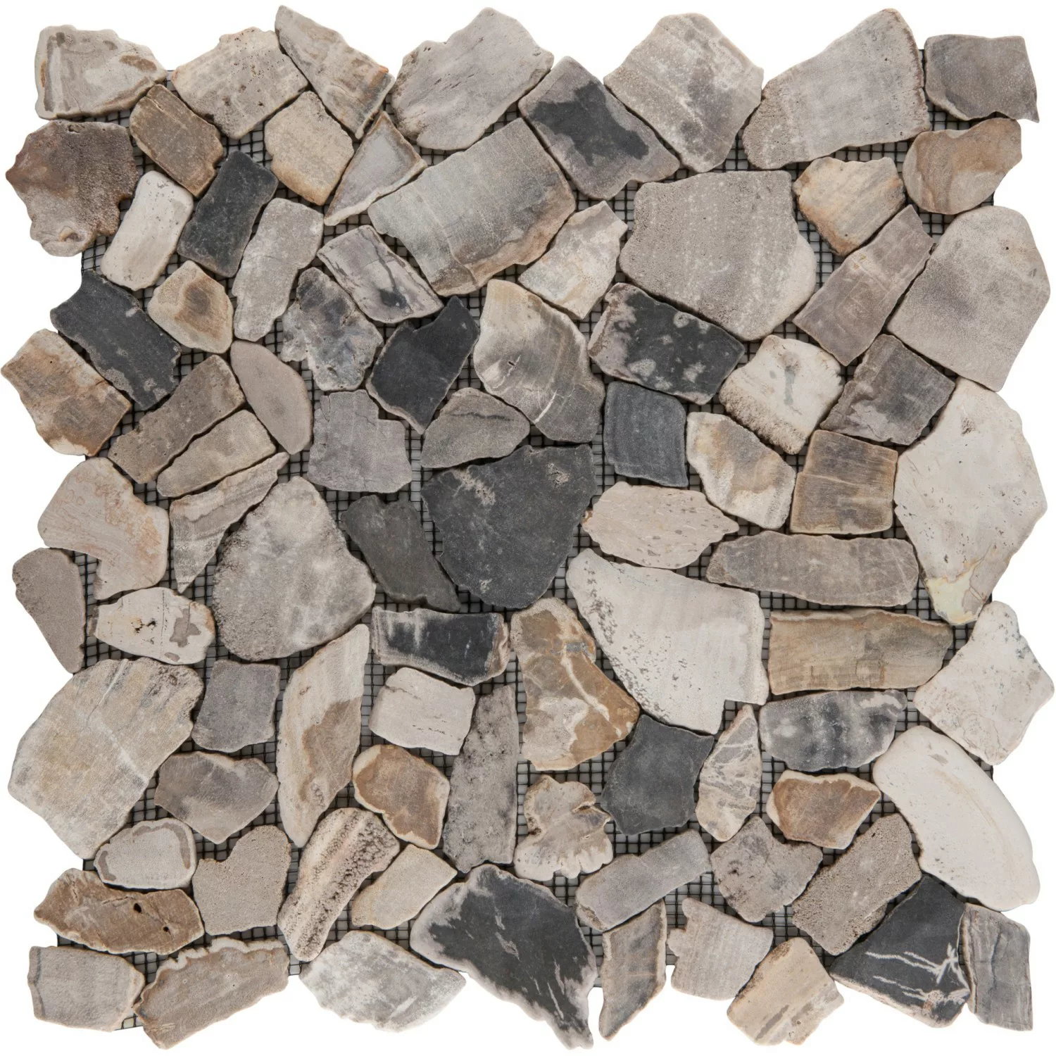 Mosaikmatte Polygonal Fossil Wood 30,5 cm x 30,5 cm günstig online kaufen