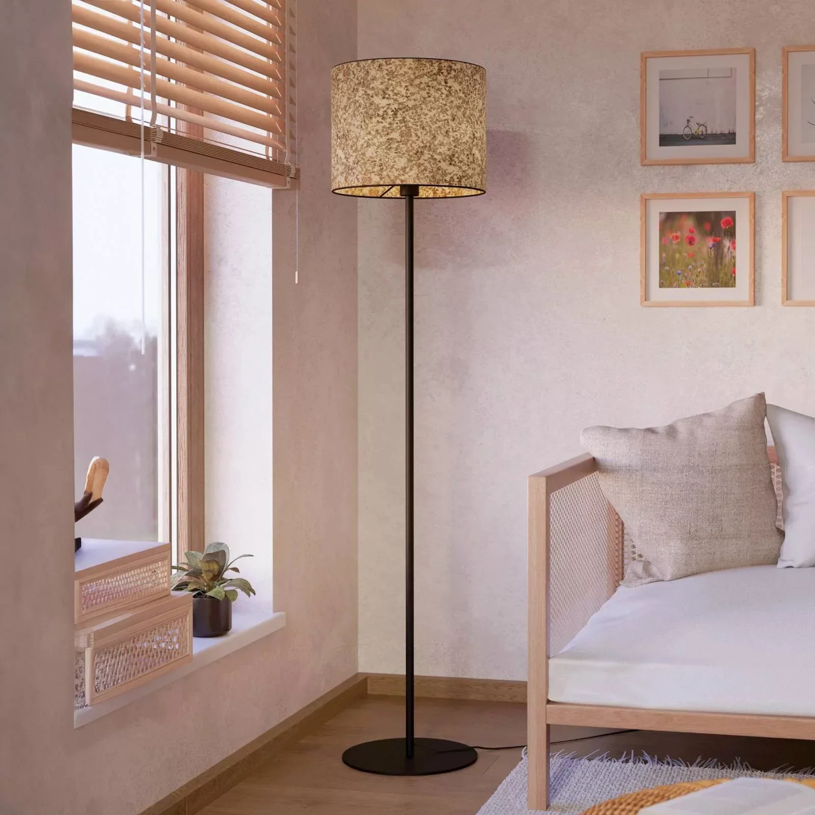 Stehlampe Butterburn, Höhe 162 cm, beige/grün, Metall/Stoff günstig online kaufen