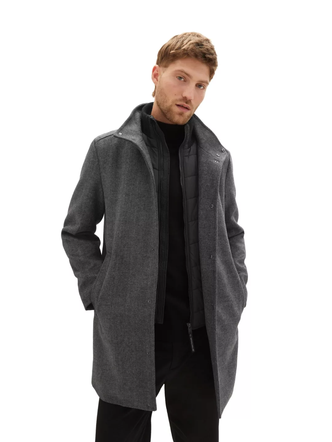 TOM TAILOR Wollmantel Mantel Wollmantel mit Knopfleiste und (1-tlg) günstig online kaufen