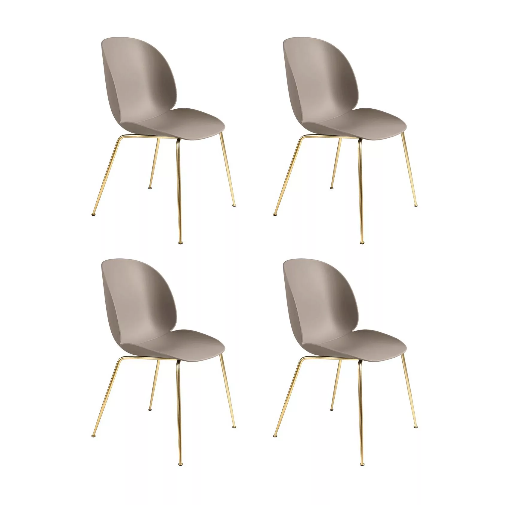 Gubi - Beetle Dining Chair Stuhl Gestell Messing 4er Set - new beige/Sitz P günstig online kaufen
