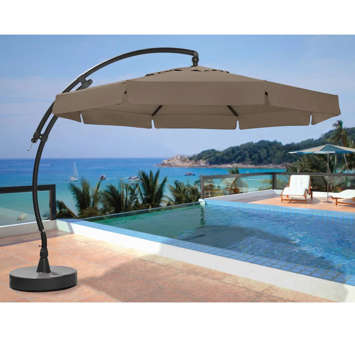 Sun Garden Ampelschirm Easy Sun Ø 350 cm Taupe mit Kurbelmechanik günstig online kaufen