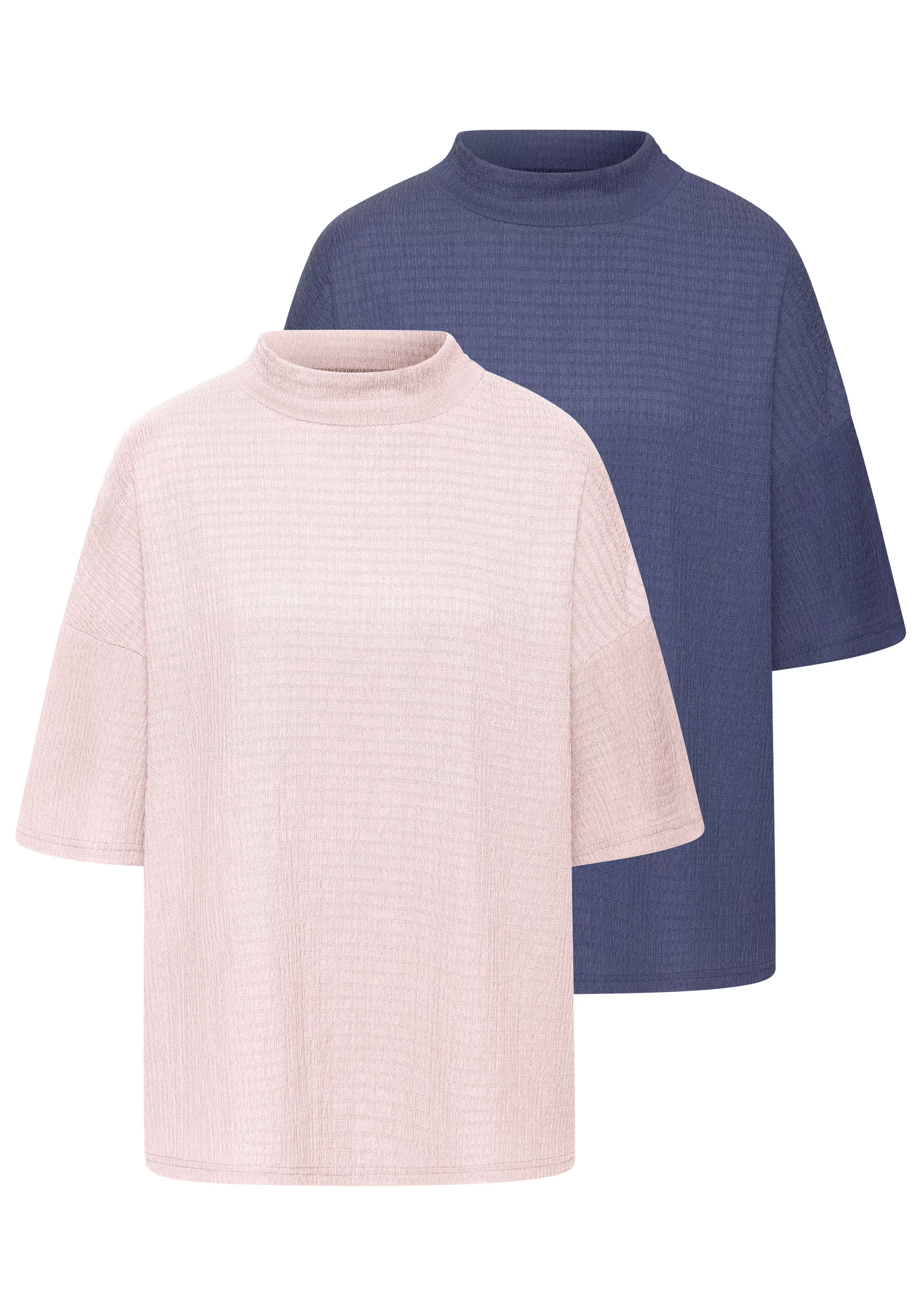 LASCANA Kurzarmshirt "mit Stehkragen", (2er-Pack), aus bügelfreier Crêpe-Qu günstig online kaufen