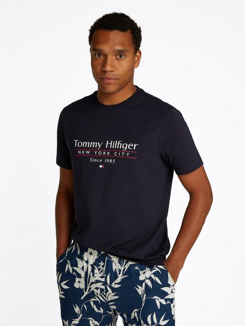 Tommy Hilfiger T-Shirt HILFIGER CENTER STACK TEE mit großem Schriftprint günstig online kaufen