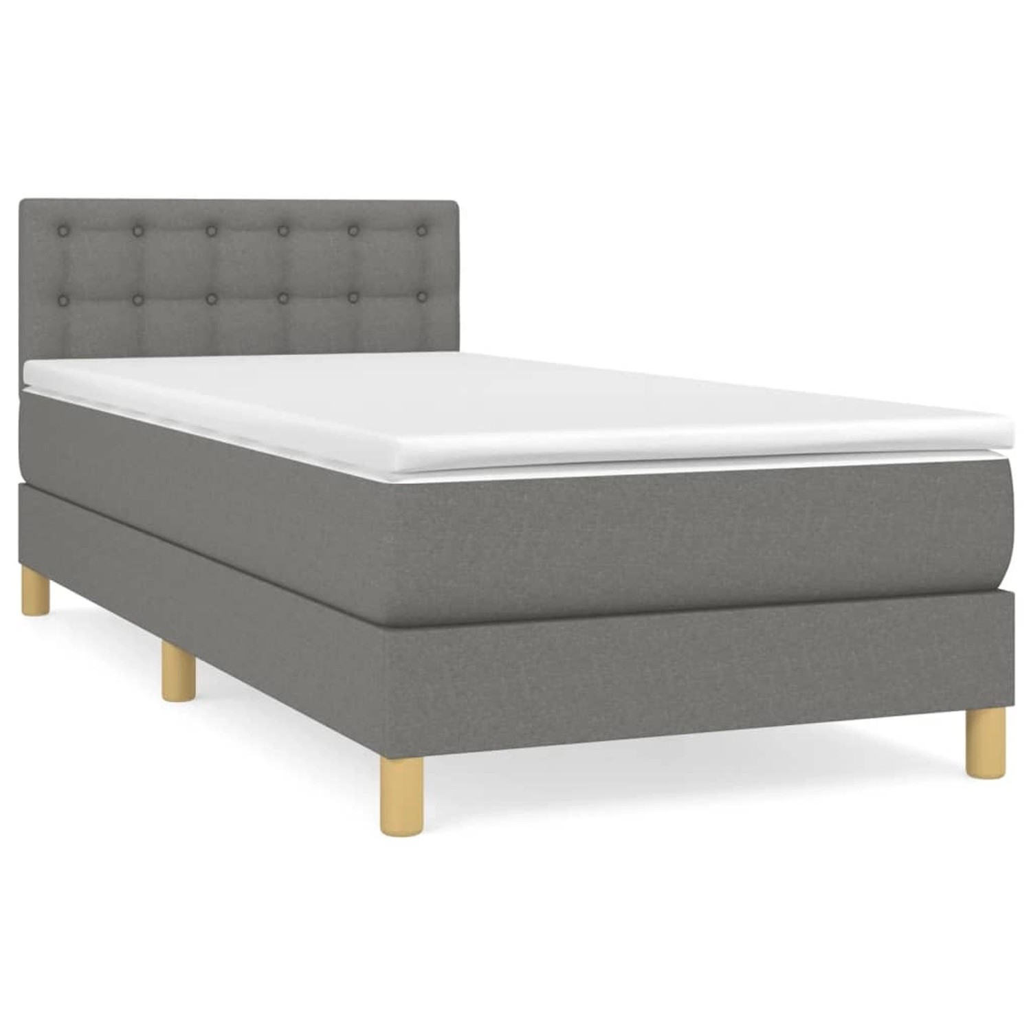 vidaXL Boxspringbett Boxspringbett mit Matratze Dunkelgrau 90x190 cm Stoff günstig online kaufen