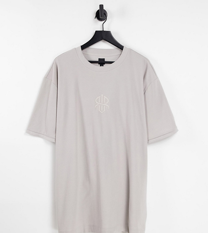 River Island Big & Tall – T-Shirt in Grau in regulärer Größe mit Waffelstru günstig online kaufen