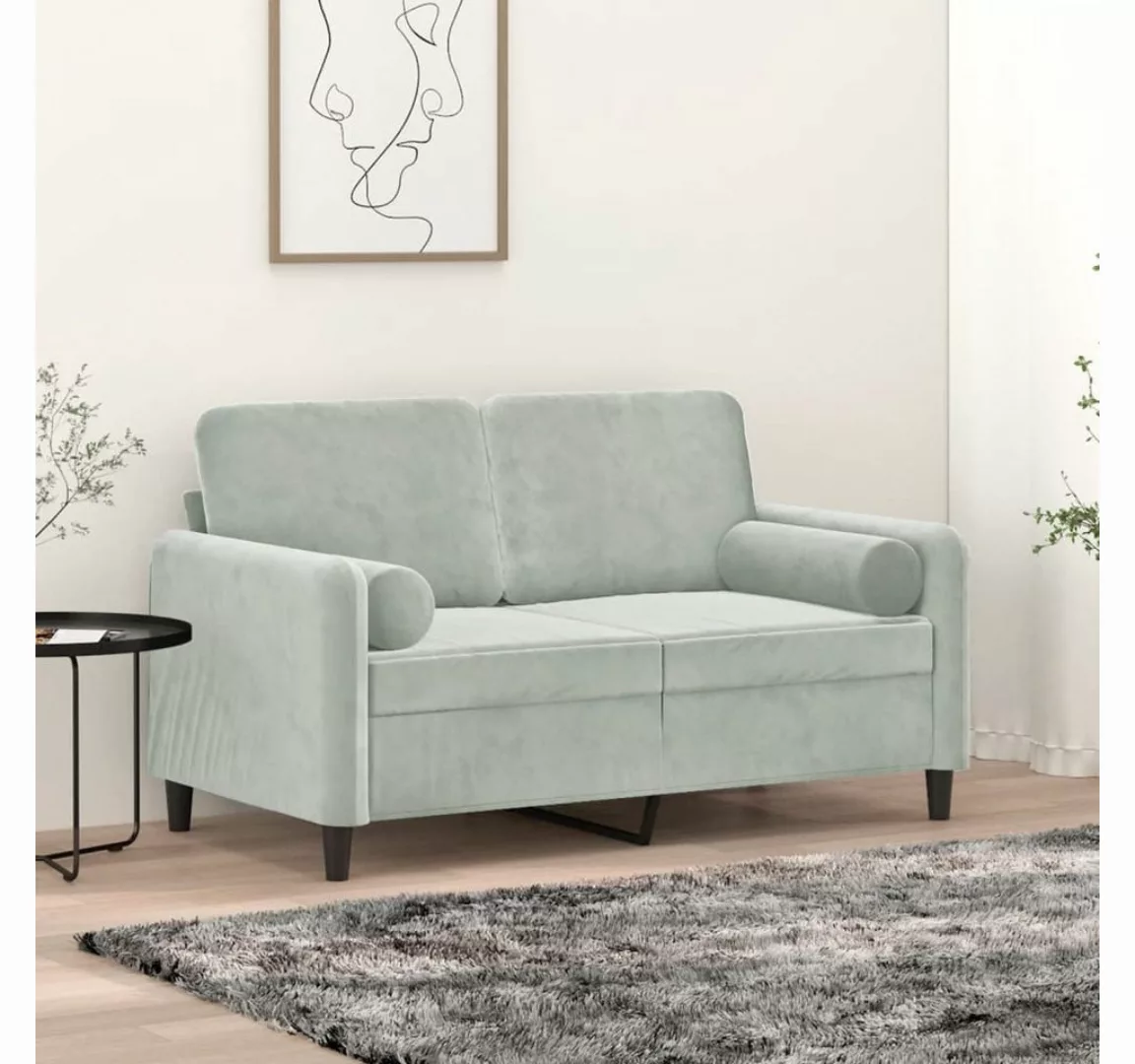 vidaXL Sofa 2-Sitzer-Sofa mit Zierkissen Dunkelgrau 120 cm Samt günstig online kaufen