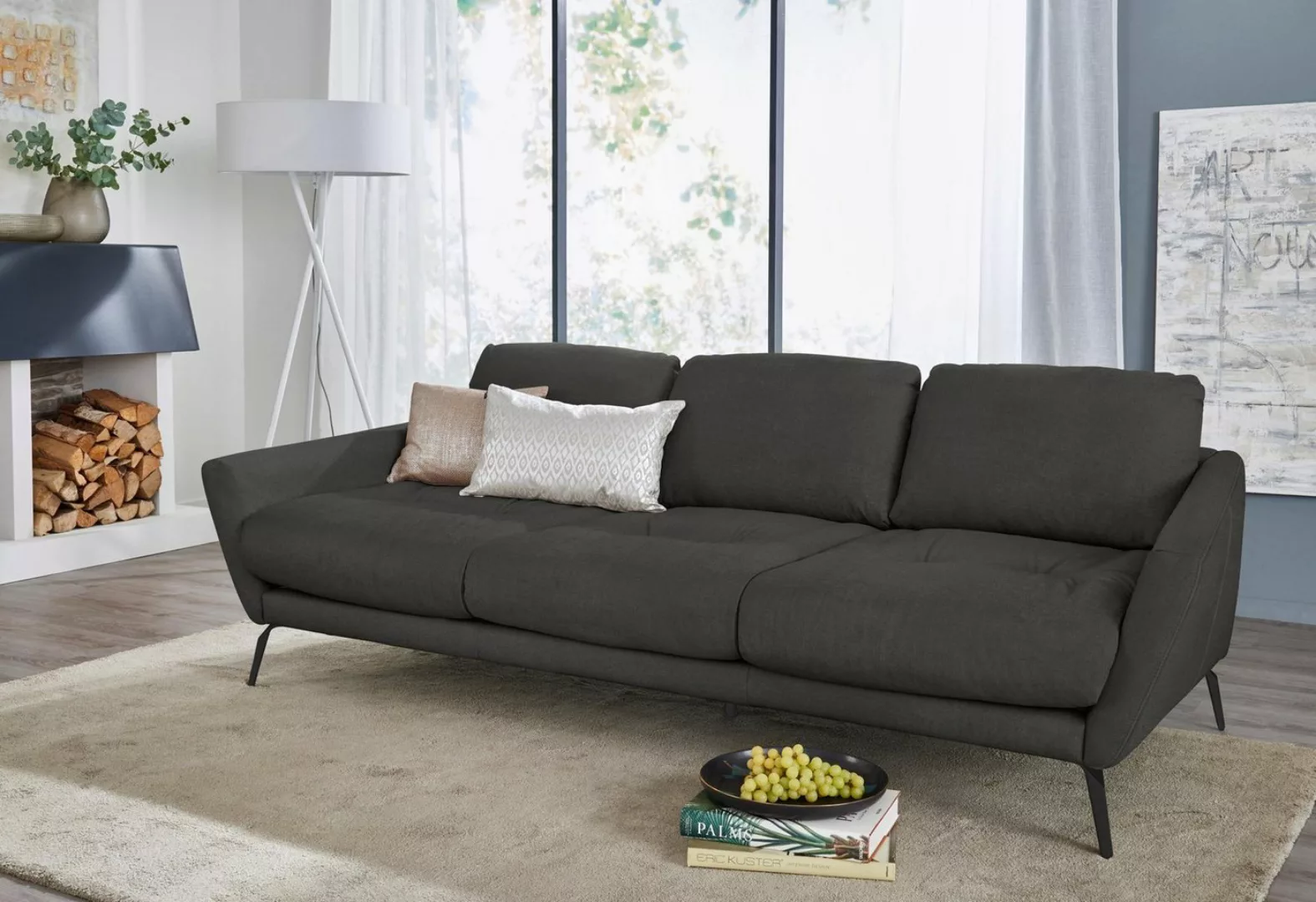 W.SCHILLIG Big-Sofa softy, mit dekorativer Heftung im Sitz, Füße schwarz pu günstig online kaufen