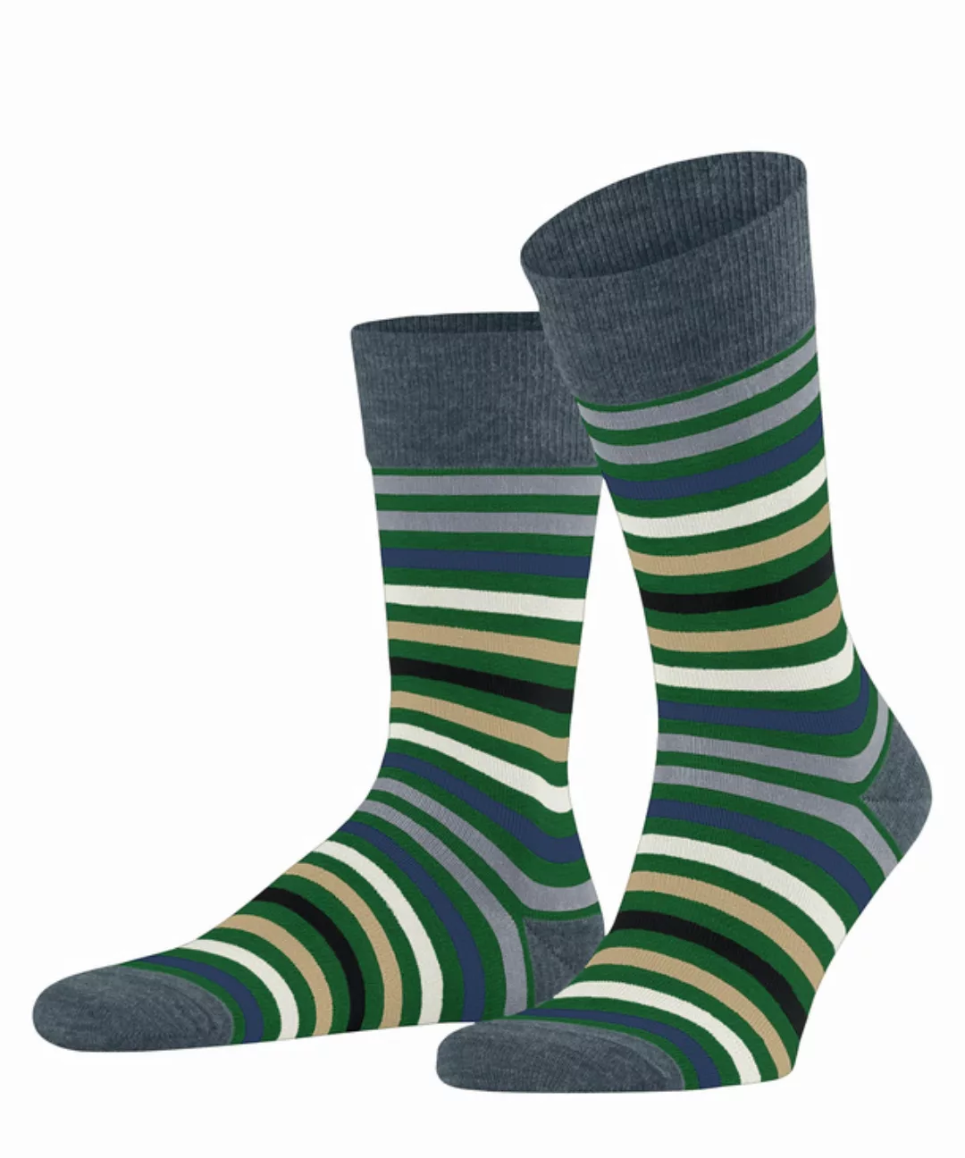 FALKE Tinted Stripe Herren Socken, 47-50, Grün, Streifen, Schurwolle, 13279 günstig online kaufen