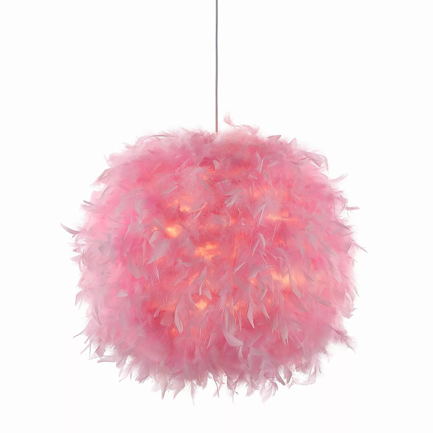 Pendelleuchte, 1-flammig, Federn in Pink - rosa/pink - Lampen & Leuchten > günstig online kaufen