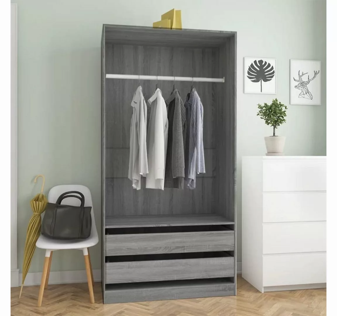 furnicato Kleiderschrank Grau Sonoma 100x50x200 cm Holzwerkstoff günstig online kaufen