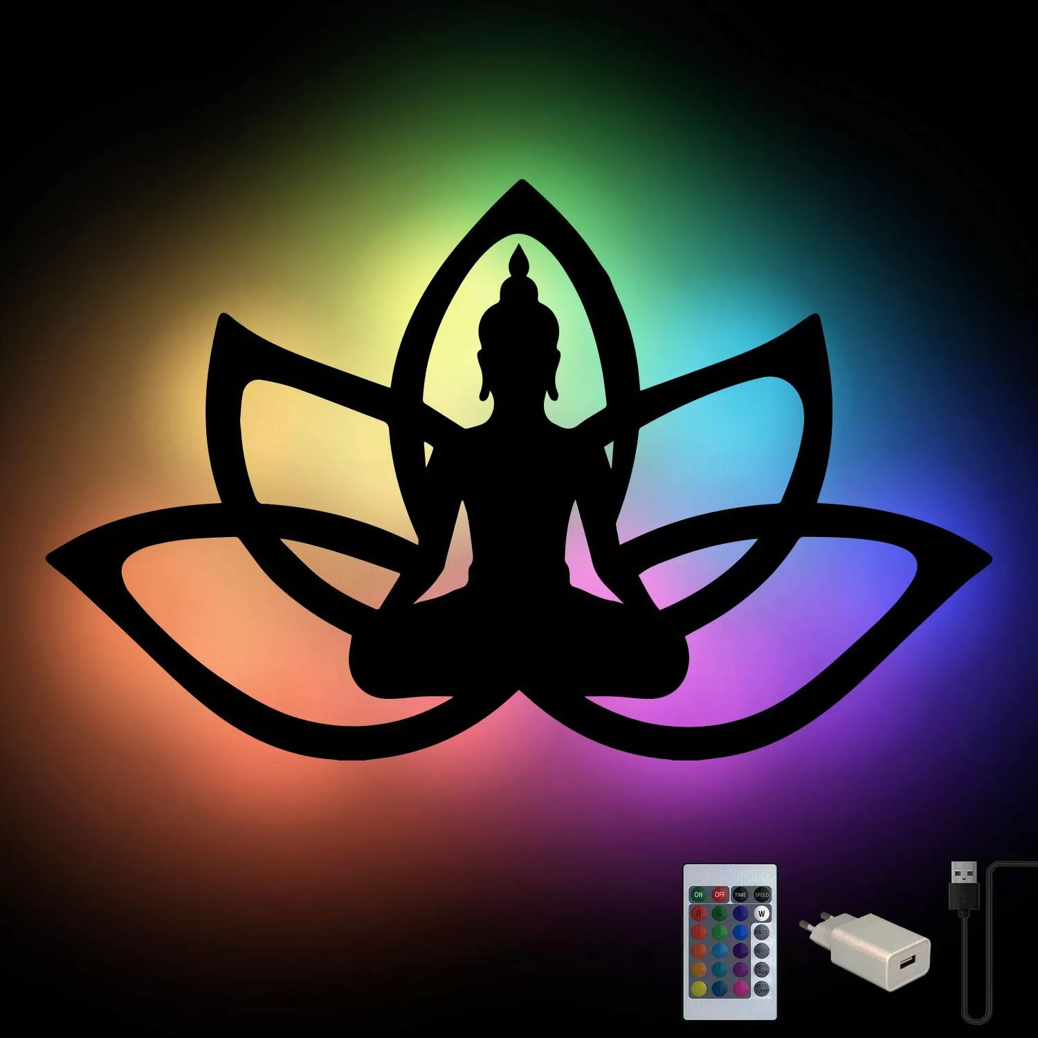 Namofactur LED Wandleuchte RGB Yoga, Buddha günstig online kaufen