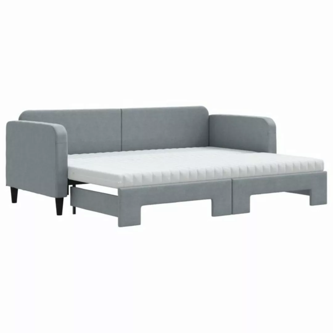 vidaXL Bett Tagesbett Ausziehbar mit Matratze Hellgrau 80x200 cm Stoff günstig online kaufen