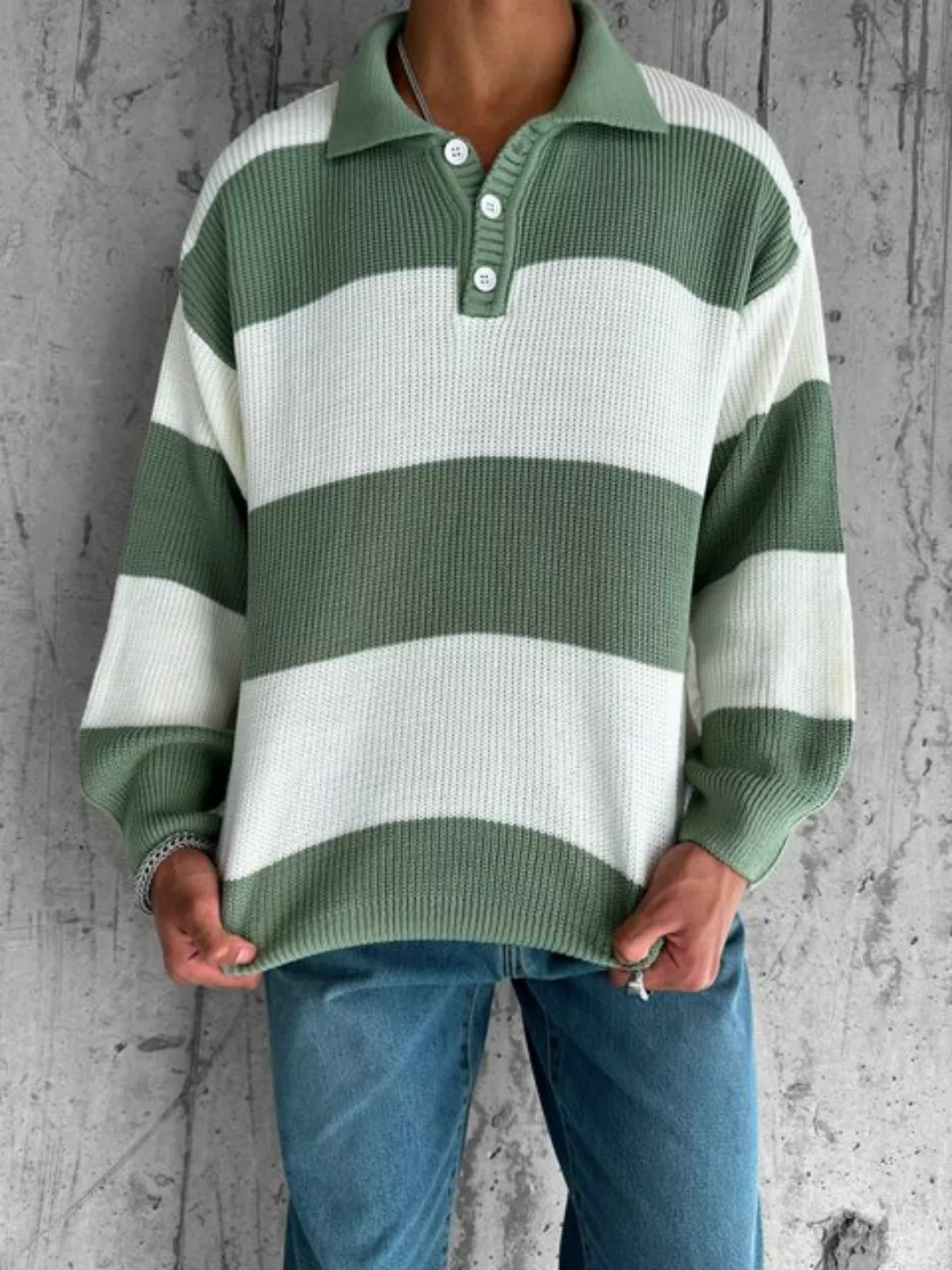 Abluka Sweatshirt OVERSIZE KNIT RUGBY SWEATER günstig online kaufen