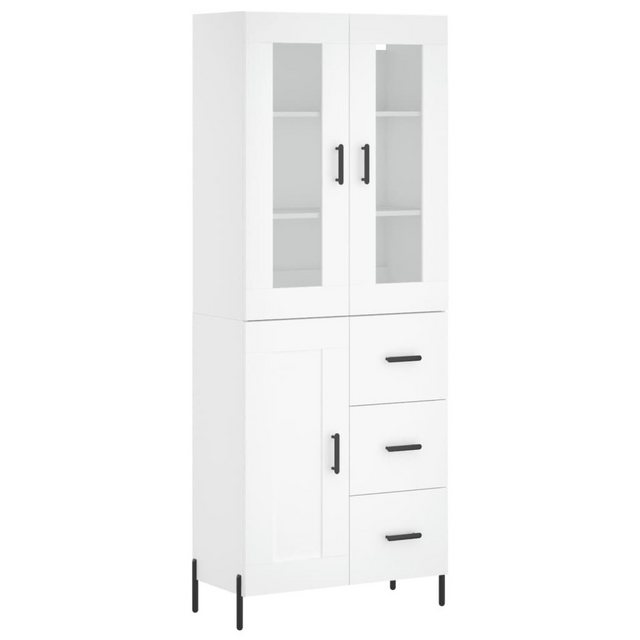 vidaXL Vitrine Highboard Weiß 69,5x34x180 cm Spanplatte Glas Vitrine günstig online kaufen