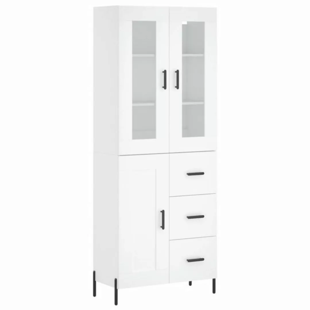 vidaXL Vitrine Highboard Weiß 69,5x34x180 cm Spanplatte Glas Vitrine günstig online kaufen