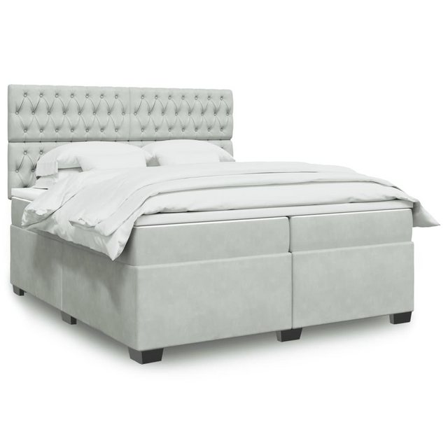 vidaXL Boxspringbett, Boxspringbett mit Matratze Hellgrau 200x200 cm Samt günstig online kaufen