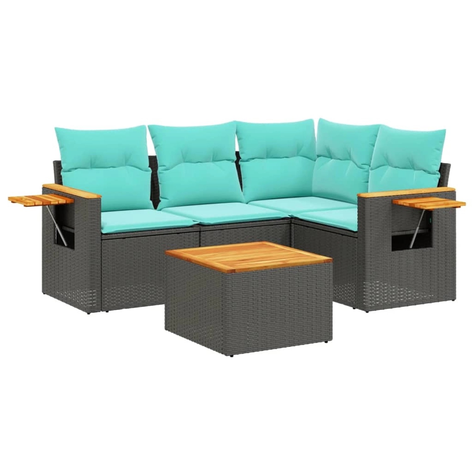 vidaXL 5-Tlg Garten-Sofagarnitur mit Kissen Schwarz Poly Rattan 3226778 günstig online kaufen