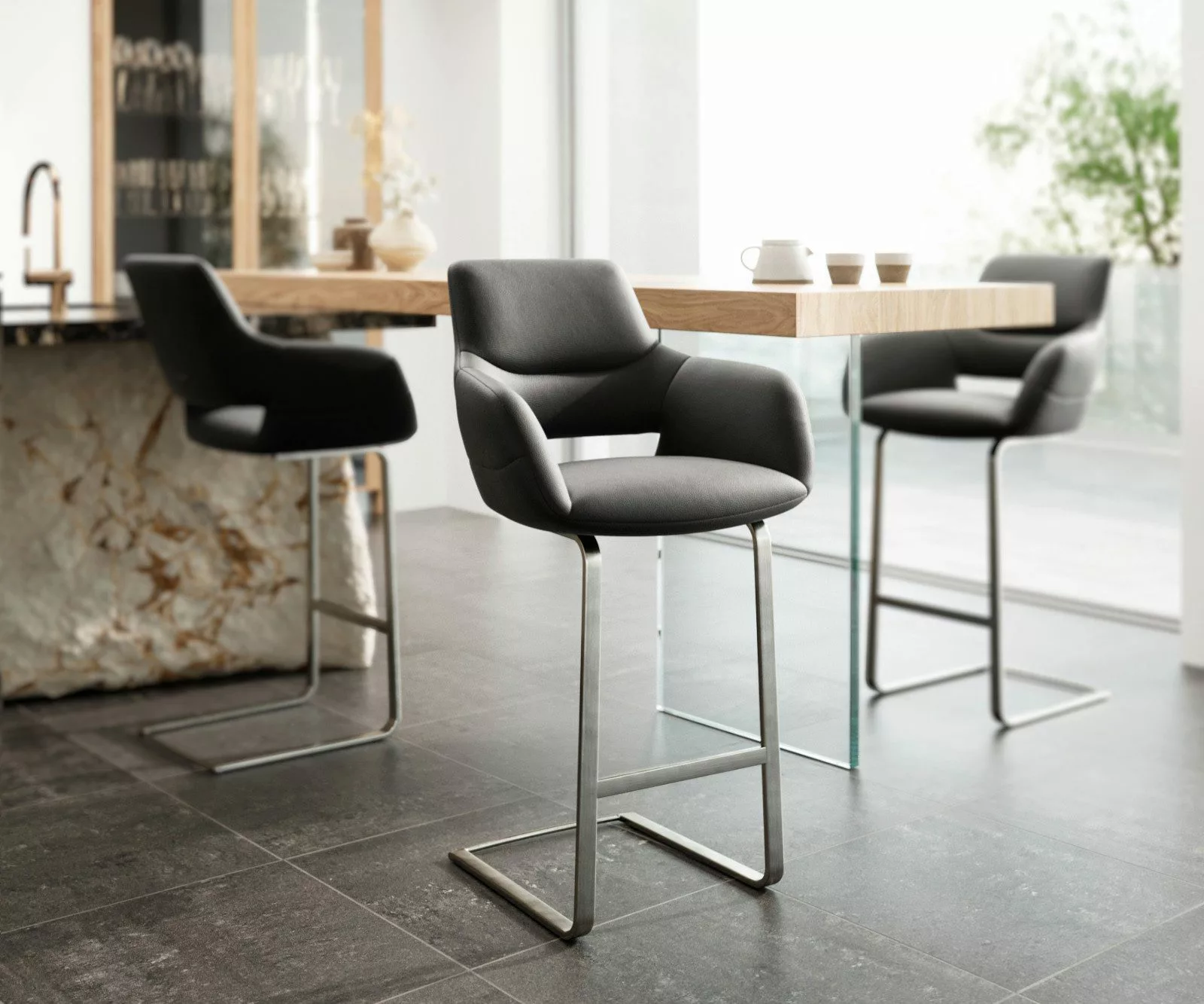 DELIFE Barhocker Yago-Flex, Freischwinger flach Edelstahl günstig online kaufen