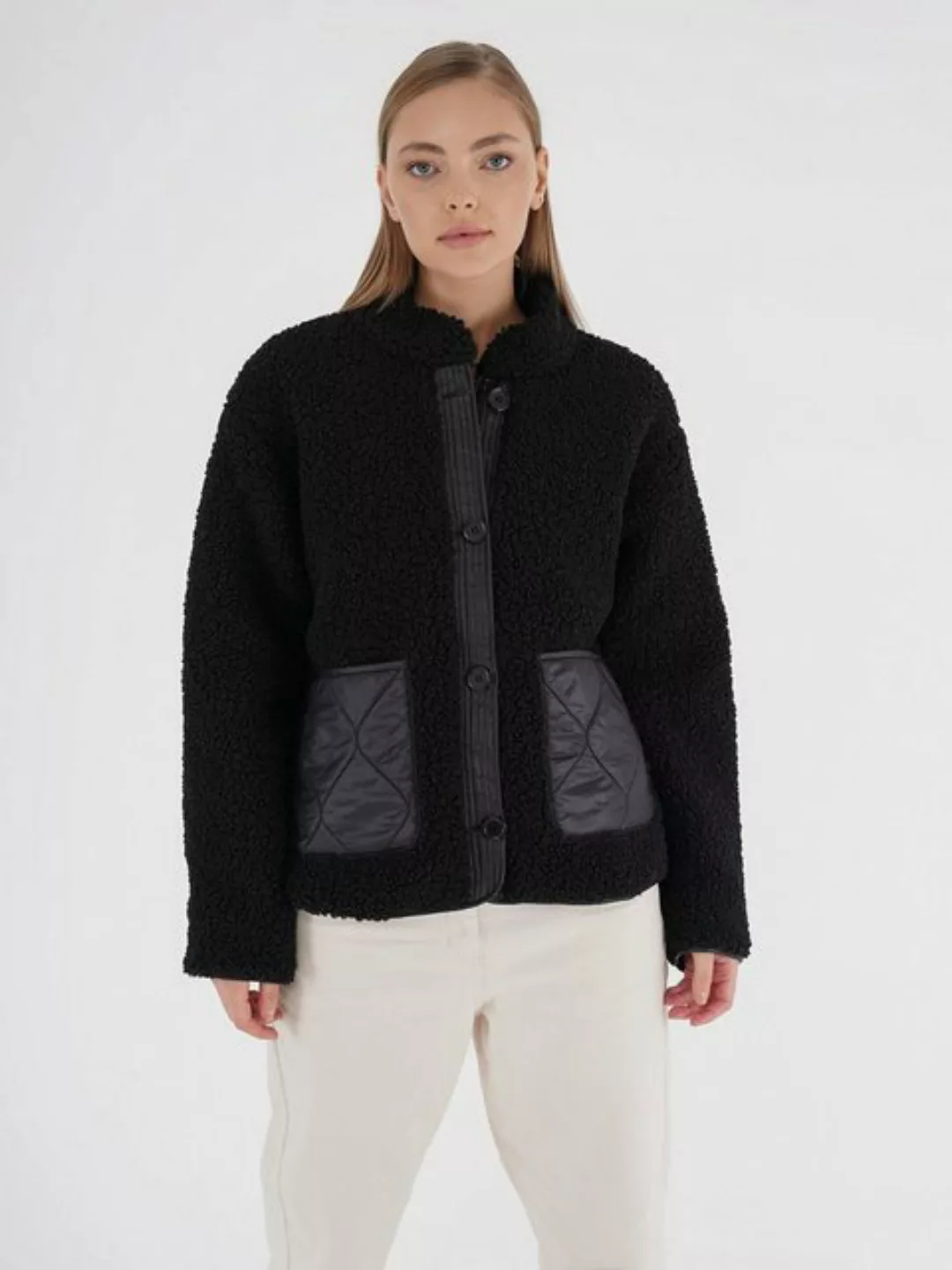 Freshlions Plüschjacke Freshlions Plush Coat With Pockets Jacket schwarz L günstig online kaufen