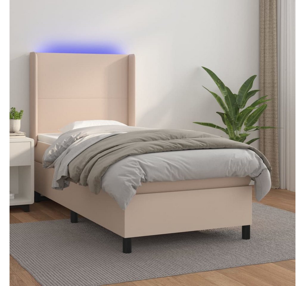 vidaXL Boxspringbett, Boxspringbett mit Matratze & LED Cappuccino-Braun 100 günstig online kaufen