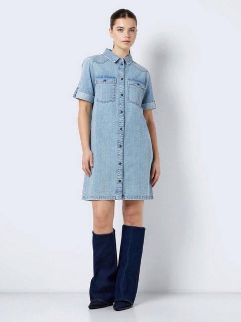 Noisy may Shirtkleid Kurzes Denim Jeanskleid Oversize Kurzarm Hemd Design ( günstig online kaufen