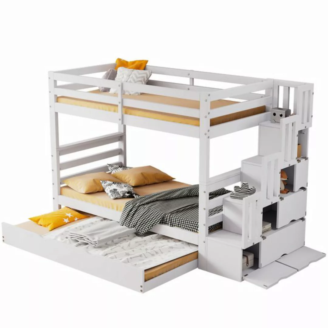 Odikalo Etagenbett Kinderbett Rollbett Stauraum Fallschutzgitter Weiß 90x20 günstig online kaufen