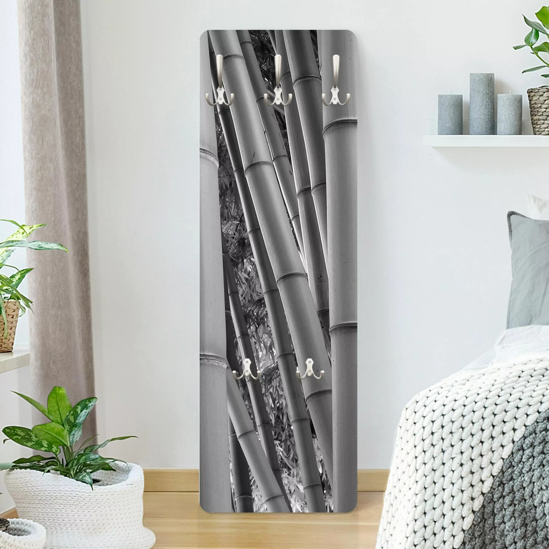 Wandgarderobe Holzpaneel Natur & Landschaft Bamboo günstig online kaufen