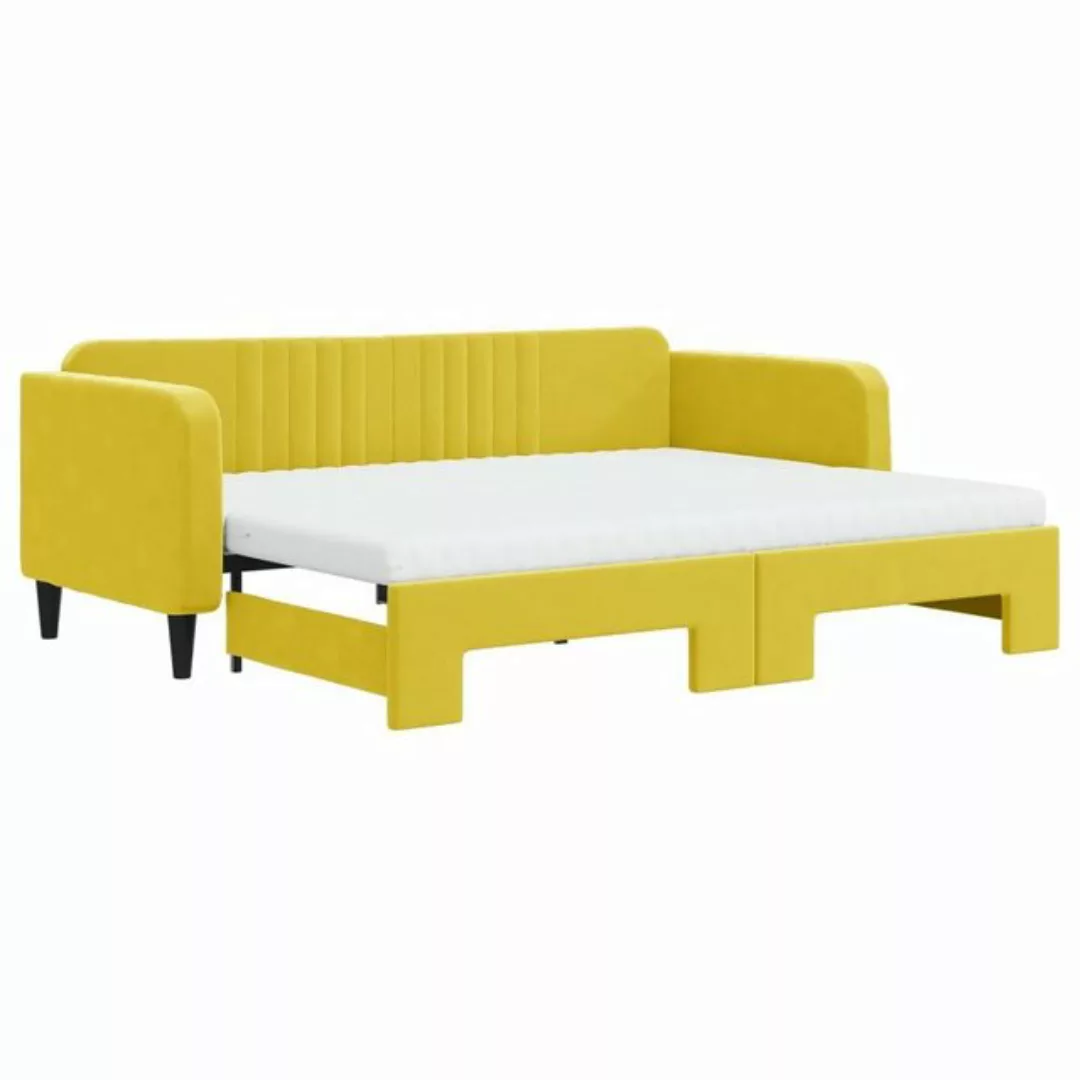 vidaXL Bett Tagesbett Ausziehbar mit Matratzen Gelb 90x200 cm Samt günstig online kaufen