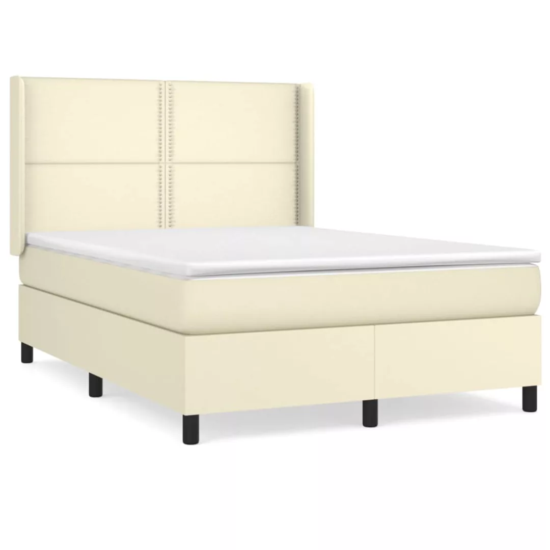 Vidaxl Boxspringbett Mit Matratze Creme 140x200 Cm Kunstleder günstig online kaufen