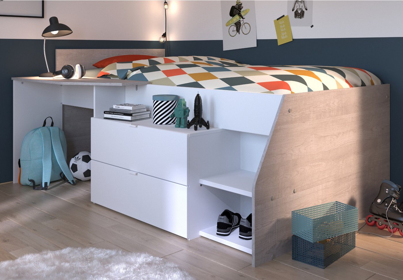 Parisot Hochbett Milky (Kinderbett Liegefläche 90 x 200 cm, in weiß oder Ei günstig online kaufen