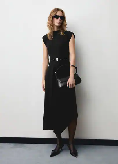 Asymmetrisches Kleid mit Gürtel günstig online kaufen