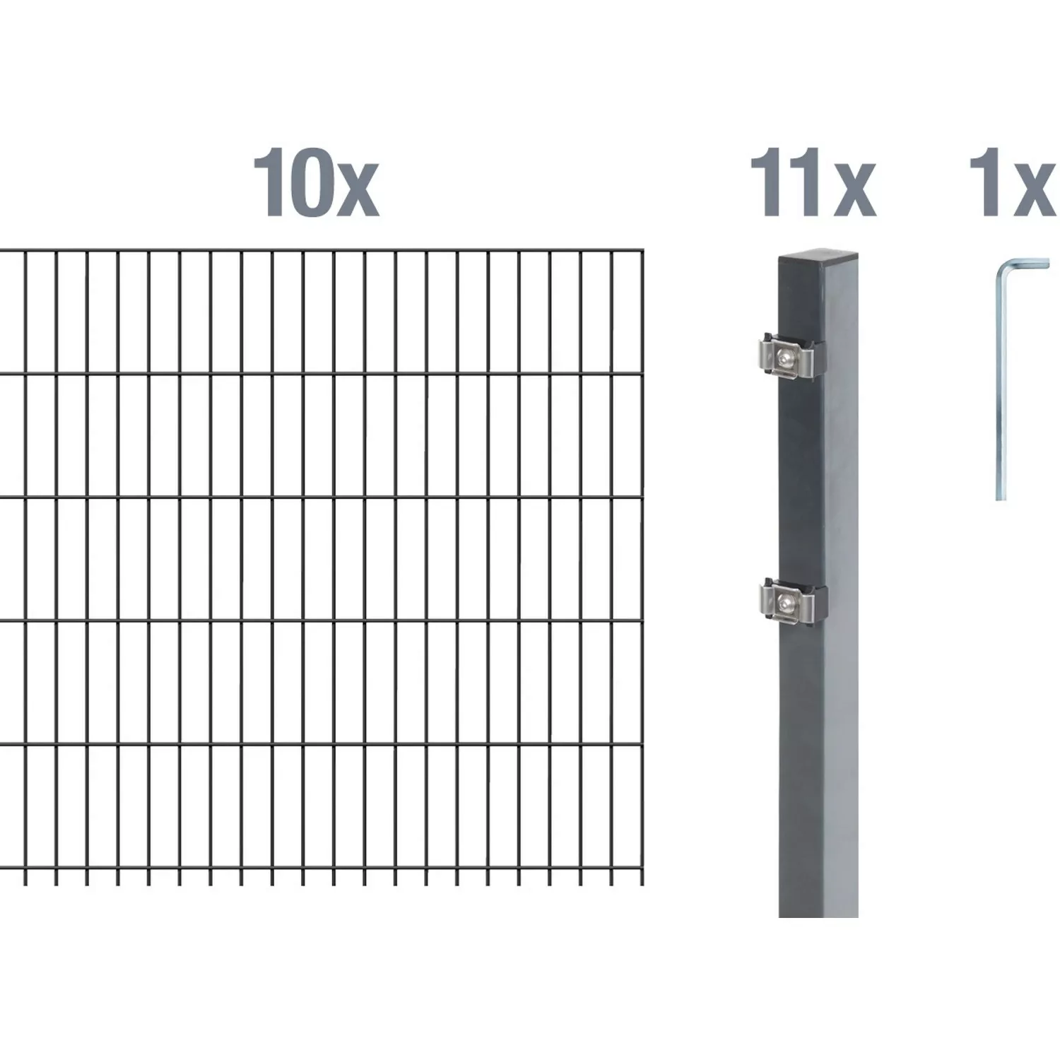 Metallzaun Grund-Set Doppelstabmatte verz. Anthrazit beschichtet 10x 2 m x günstig online kaufen