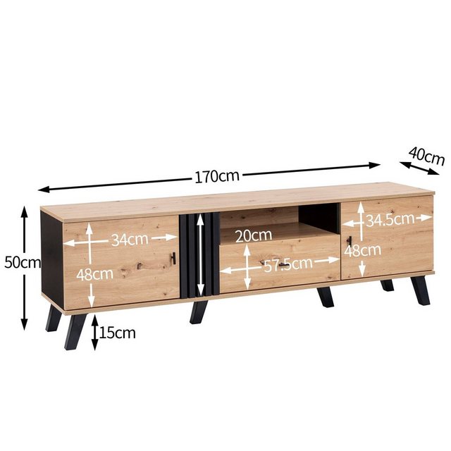 HAUSS SPLOE TV-Schrank 172cm mit Schubladen, Vielfältige Aufbewahrungsfunkt günstig online kaufen