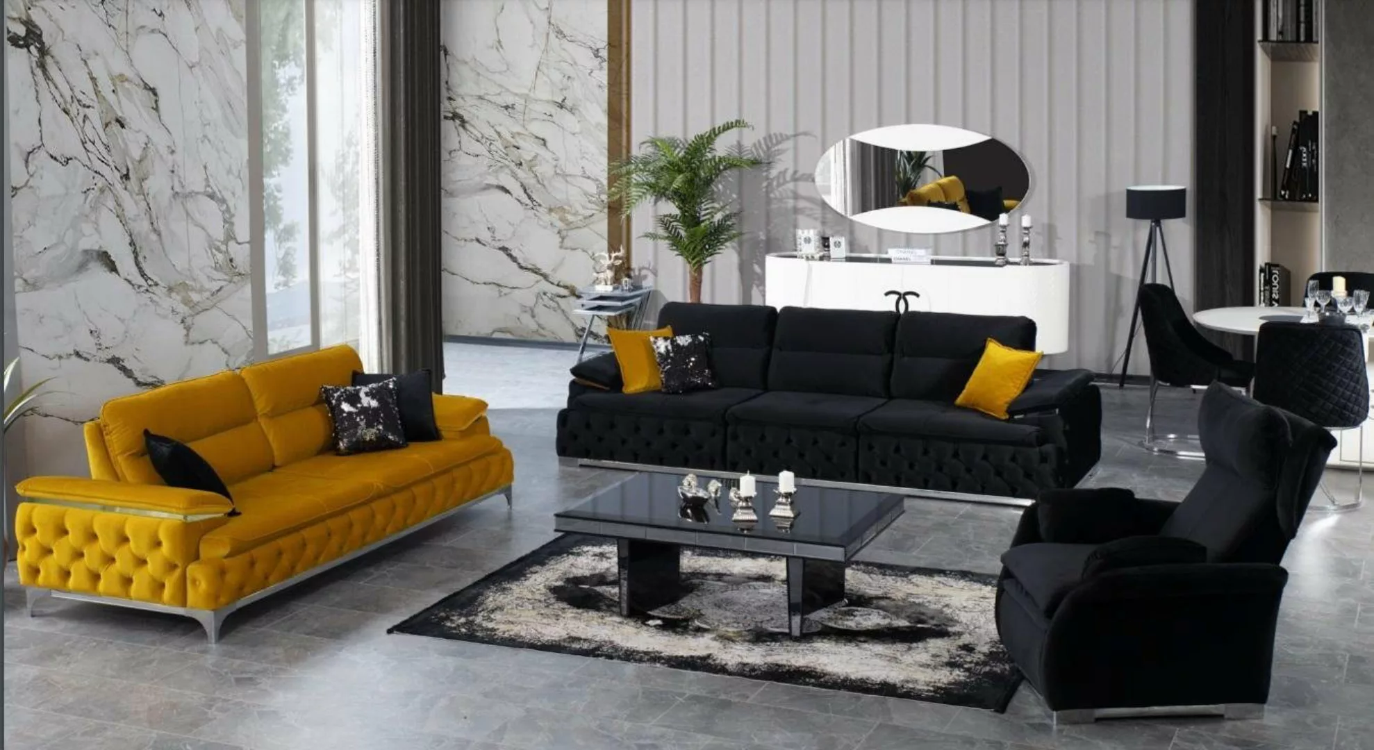 JVmoebel Sofa Sofagarnitur 3+3+1 Sitzer Sofa Couch Polster Garnitur Couch günstig online kaufen