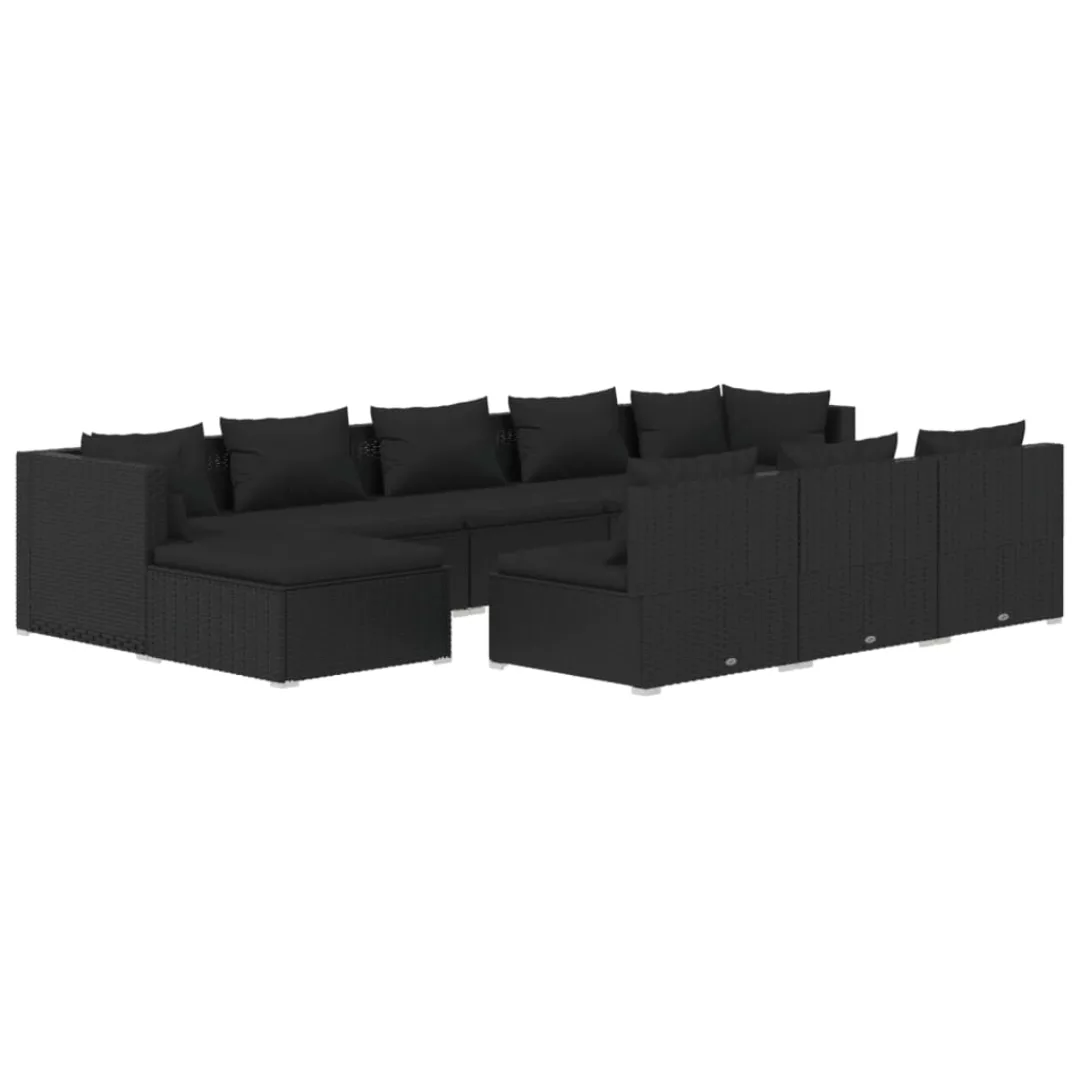 Vidaxl 10-tlg. Garten-lounge-set Mit Kissen Schwarz Poly Rattan günstig online kaufen