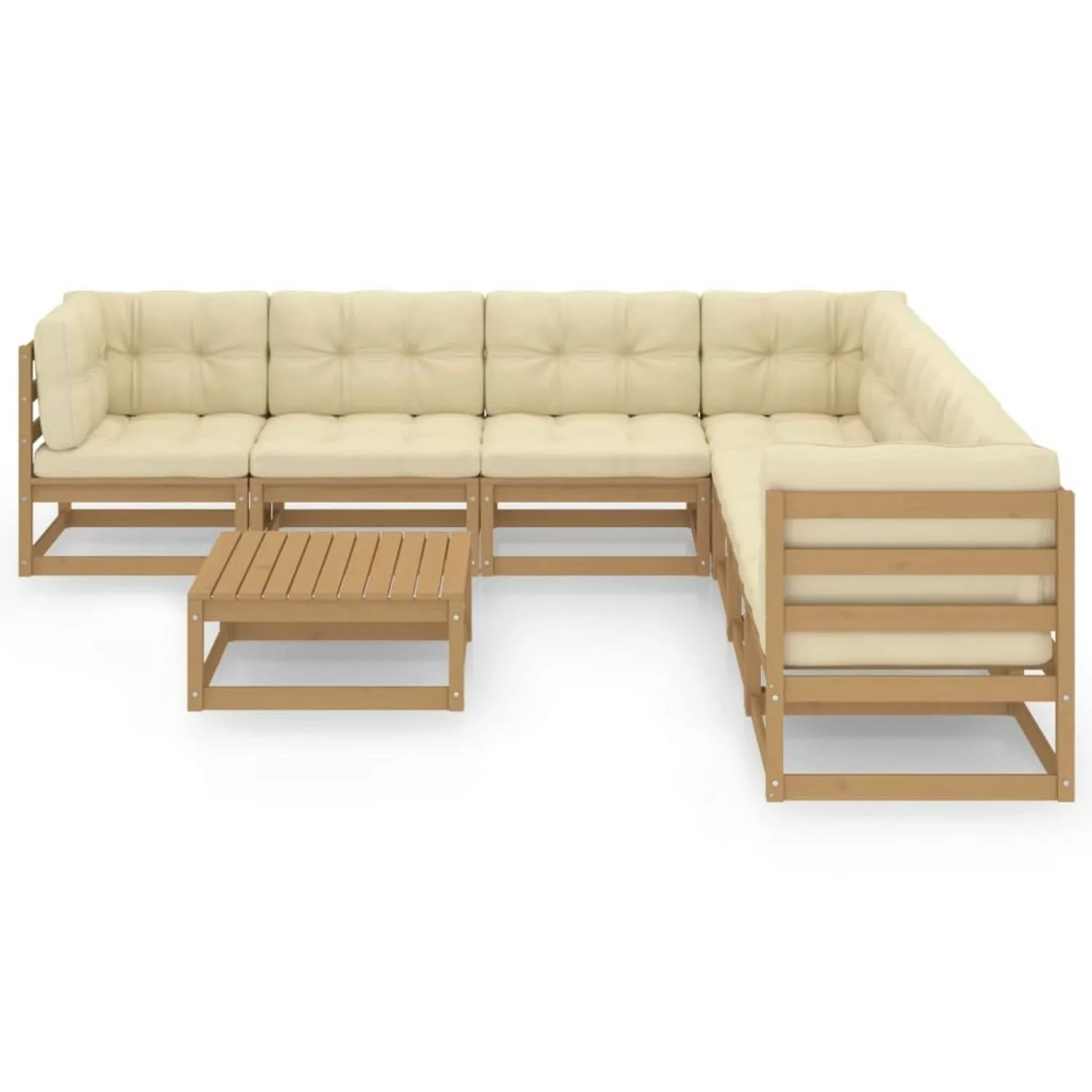 8-tlg. Garten-lounge-set Kissen Honigbraun Kiefer Massivholz günstig online kaufen