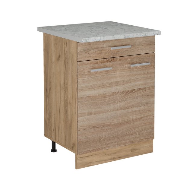 Vicco Unterschrank R-Line, Sonoma/Goldkraft Eiche, 60 cm AP Marmor günstig online kaufen