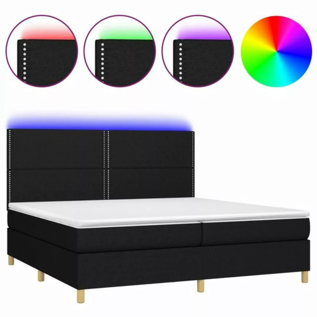 vidaXL Boxspringbett Boxspringbett mit Matratze LED Schwarz 200x200 cm Stof günstig online kaufen