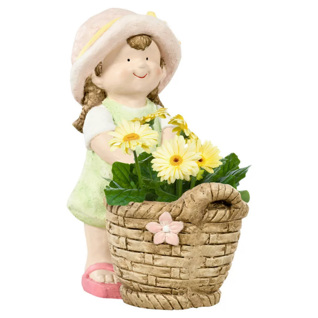 Outsunny Dekofiguren Wohnzimmer Mädchen mit Blumentopffür, 20x30x40cm, Magn günstig online kaufen