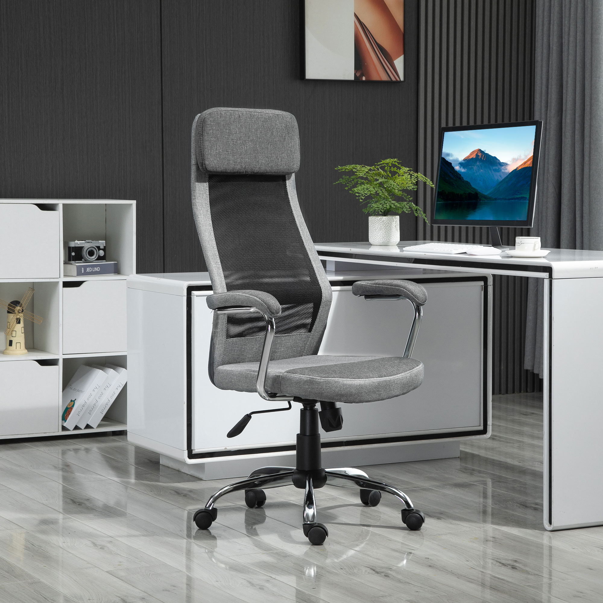 Vinsetto Bürostuhl Ergonomisch Drehbar, Höhenverstellbar und Wippfunktion, günstig online kaufen