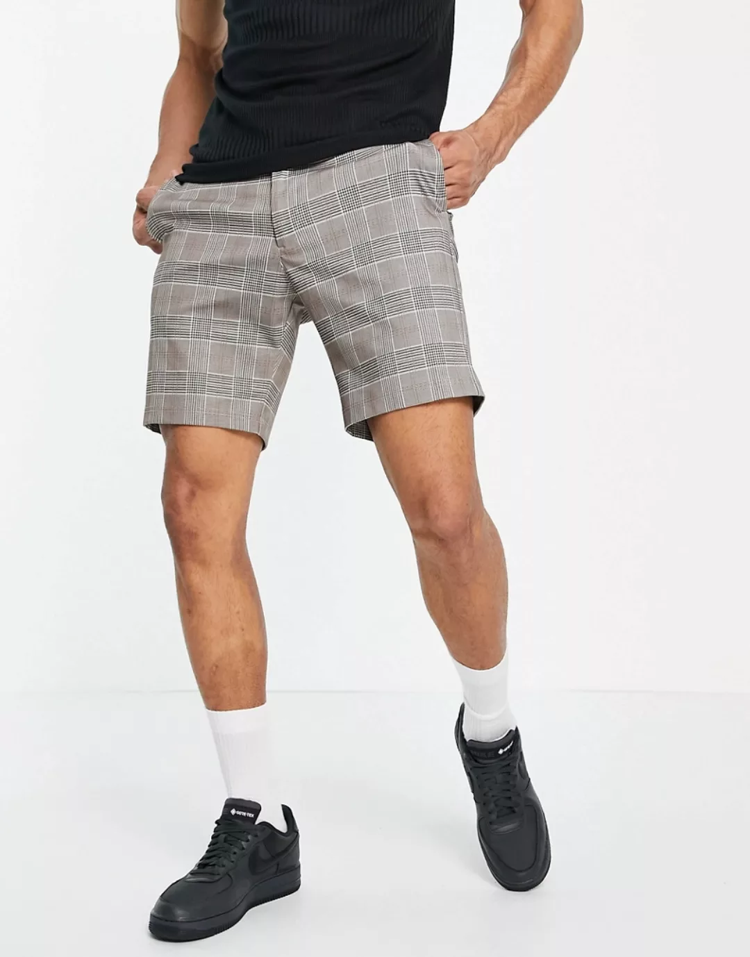 Jack & Jones Intelligence – Jerseyshorts in Beige-Weiß günstig online kaufen